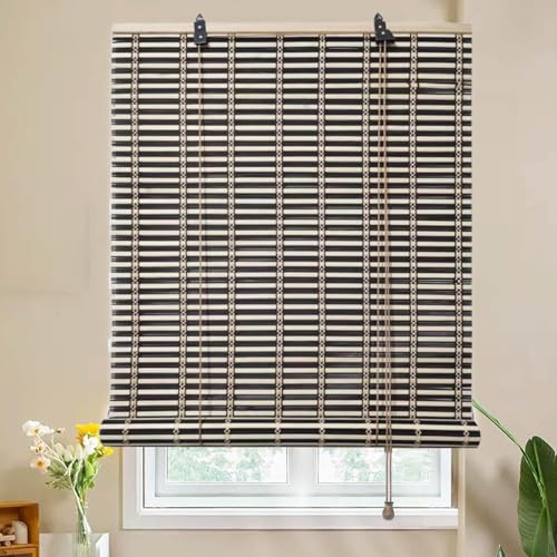 Sh000ad Bambusrollo Bambus Jalousie,Retro Rollo für Fenster und Türen,Natur Blickdicht Raffrollo aus Bambus,Sonnenschutzvorhang für Innen/Außen,Balkon,Garten,Anpassbar,Breite x Höhe (170cm x 100cm)