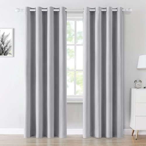 MIULEE Vorhänge Hellgrau Blickdicht mit Ösen, Schöner Weicher Verdunklungsvorhänge zum Verdunkeln von Räumen, 2er Set Gardinen Abdunkelnd Schlafzimmer Wohnzimmer Thermovorhang Kälteschutz 140X225 cm