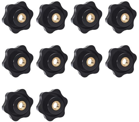 10 PCS 6 Star Knobs M6 Hexagon Threaded Through Hole Knobs 32mm Clamping Handle Tightening Screw Knob Thru Hole Star Knobs Nuts for Fixtures Workbenches Umbrella Base (M6, 10 Pack)