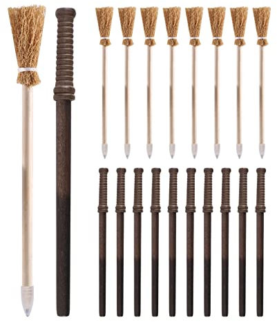 Sujurio 20 StüCk Zauberstab-Bleistifte, PartyzubehöR und 20 StüCk Hexenbesen-Bleistifte, Zauberstab-Bleistifte zum Thema Geburtstag, Goody Bag Filler Favors