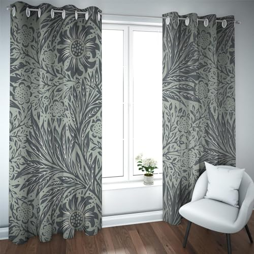 William Morris Vintage Verdunkelungsvorhänge für Wohnzimmer Schlafzimmer Dekor Original Design Retro Blumen Kellerfenster Vorhänge 2 Paneele B140xH290cm