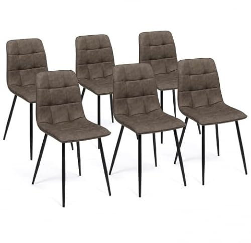 IDMarket - Lot de 6 chaises Mila en PU Marron Vintage pour Salle à Manger