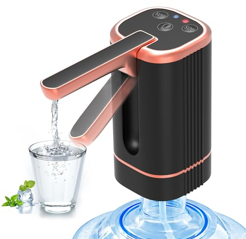 Wasserflaschen Pumpe Flaschen Wasserspender, Elektrischer Wasserspender, 5 Gallonen USB-Lade Automatische Trinkwasserpumpe, Faltbar Trinkwasserpumpe für Home Office Küchen Camping (Schwarz)