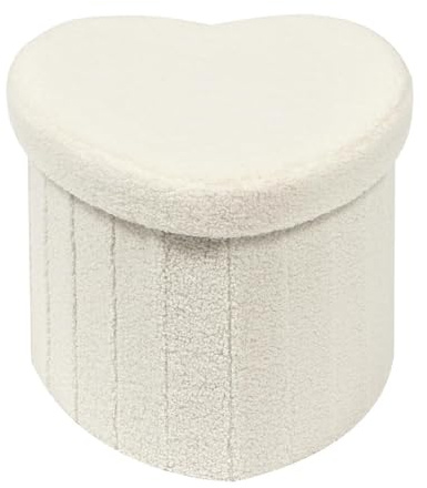 Bonlife Sitzbank mit Stauraum, klappbare Sitztruhe, Aufbewahrungsbox, Fußbank,Liebe,für Schlafzimmer Wohnzimmer Flur,Weiß,38x38x38 cm
