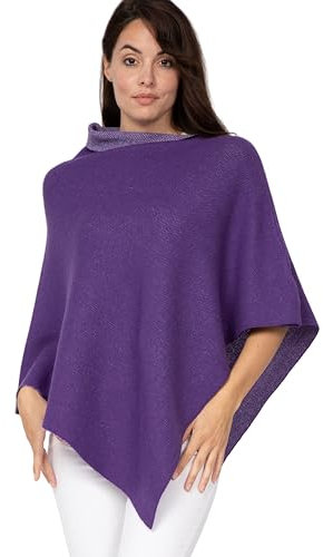Marine Cashmere - Poncho Bicolore in misto Cashmere da Donna, Delicato e Morbido Filato in Cashmere, MADE IN ITALY (Barlume)