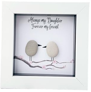 Daughter Gift, Gift for Daughter, Birthday gifts for Her, Meaningful Mother Daughter Unique Keepsake Frame, Handmade Pebble Art Family Picture