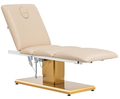 Physa Elektrische Kosmetikliege 3 Motoren 300 W 190 x 65 x 60-76 cm 200 kg beige/golden Behandlungsliege Kosmetikstuhl Therapieliege Tattooliege