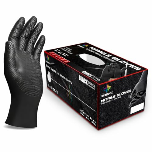 STAR BOX - Gants Jetables Grip Antidérapant - Pack 100 pcs, Idéal Mécaniciens, Bricolage, Artisans Industriels - Adhérence, Protection Maximale, Confort Sécurité Professionnelle Taille L