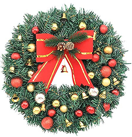CVNIMV Dekokranz, Weihnachtskranz mit bunten Kugeln Dekokranz Weihnachtsdeko Herbstkranz für Haustür