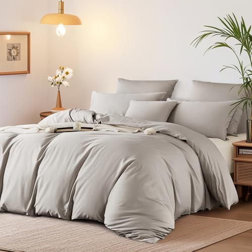 Boqingzhu Mako Satin Bettwäsche 200x200 cm Beige Taupe Ägyptische Baumwolle Temperaturregulierend Seidig Bettwäsche Set mit 2 Kissenbezüge 80x80cm, Atmungsaktiv & Weich, Perfekt für Sommer und Winter