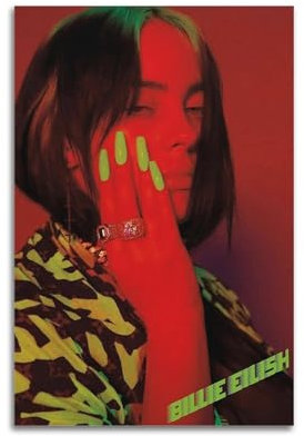 MArtDesign Billie Poster Eilish Vintage Leinwand Poster und Wandkunst, modernes Familienschlafzimmer, Büro, Fitnessstudio, Dekoration, Geschenk, 30 x 45 cm, ungerahmter Stil