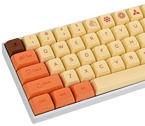 Guffercty kred 136 Keys XDA Profile Keycaps, Dye-sub Custom PBT Keyboard Keycaps 60 Percent with ISO Keys for 60% 65% 75% 96% TKL Mechanical Keyboard (Yellow Flash)