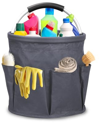 Ruaizel Cleaning Caddy with Handle, 17L Foldable Cleaning Caddy Organiser | Foldable Cleaning Supplies Organizer, 6 Pockets, 600D Oxford Cloth, Cleaning Products Organiser for Cleaning Supplies