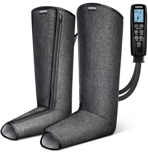 RENPHO Chauffage Bottes Pressothérapie Jambes, Massage Jambes pour la Relaxation Musculaire, 5 Intensités & 5 Modes de Massage, Double Fermeture éclair, Cadeau Fête des Mères