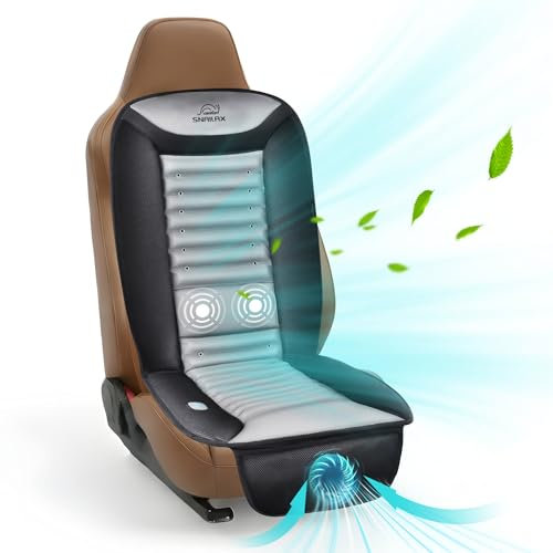 Snailax Sitzbezug mit Kühlung und Vibration für Auto, Kühlender Autositzkissen mit 2 Windkraft, belüftetes Autositzauflage, 2-in-1 Kühlkissen für Sommer, 24V/12V für Zuhause PKW SUV LKW