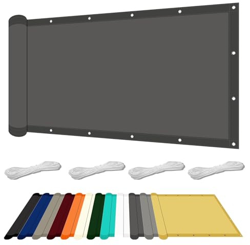 Sonnensegel Wasserdicht 110 x 195 cm mit UV Schutz Sonnensegel Balkon Sonnenschutz Windschutz für Balkon Garten Terrasse, Dunkelgrau