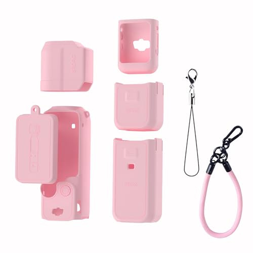 7 Teiliges Silikon-Schutzhülle Compatible with DJI OSMO Pocket 3, Rundumschutz Handheld-Gimbal-Action-Kamera-Zubehör, Tasche Compatible with Pocket 3, Präzise Aussparungen Silikonhülle (Rosa)