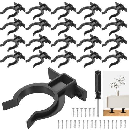 jiuxlaan 20 Stk Küchensockel Clips für 28–32 mm Küchenfüße mit Schrauben | Mit 60 Schrauben und 1 Schraubendreher, für Sockelblenden, stabil und praktisch