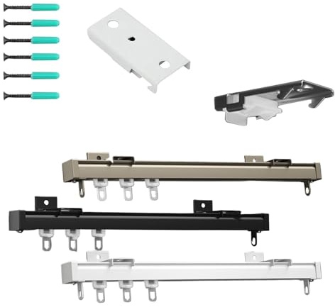 Schiebegardinschienensystem für Decke & Wand, flexibles Vorhangschienen-Set für Wohnmobile, Krankenhaus-Decken-Vorhangschiene, Camper & Bogen (Schwarz, 100 cm)
