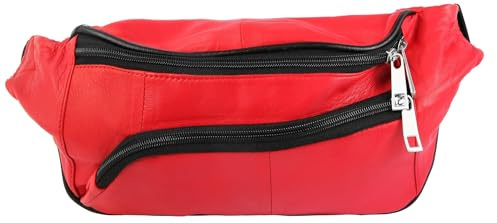 Steinmeister Unisex Tasche - Unisextasche aus Leder in Rot mit Reißverschluss