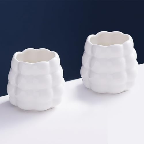 Lnwwrv Lot de 2 bocaux Polyvalents en céramique Blanche, Porte-pinceaux cosmétiques, boîte à Bijoux, Coupe à Bonbons et Bougie, bocaux de décoration pour la Maison