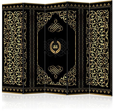 murando Raumteiler Mandala Ornament Oriental Foto Paravent 225x172 cm einseitig auf Vlies-Leinwand Bedruckt Trennwand Spanische Wand Sichtschutz Raumtrenner schwarz Gold f-A-0126-z-c