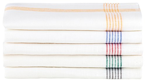 Kracht 3er Pack Geschirrtücher/Gläsertücher 100% Leinen Reinleinen 50x70 Rahmen 2-263-11 weiß/blau