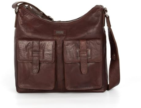 Spikes & Sparrow Women's Arizona Shoulder Bag, dark brown, 28 x 10 x 28 cm