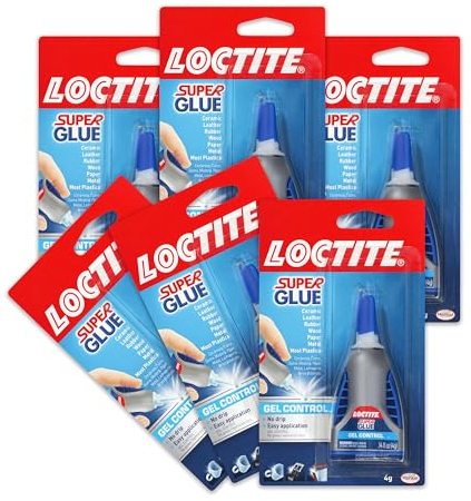 Loctite Super Glue Gel Control, Clear, 0.14 fl oz Bottle, 6 Pack - Superglue for Plastic, Wood, Metal, Crafts & Repair, Cyanoacrylate Adhesive Instant Glue, Quick Dry
