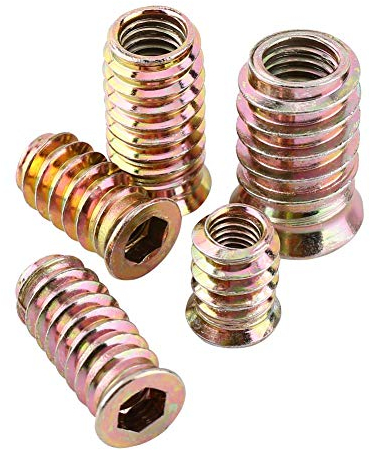 FTVOGUE 20 stücke Innensechskant Antriebskopfschraube Kohlenstoffstahl Insert Muttern Gewinde für Holz Möbel (M6*15mm)