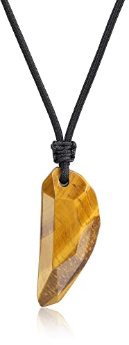 COAI Herren Wolfszahn Anhänger Glückskette aus Tigerauge Amulett Halskette für Männer