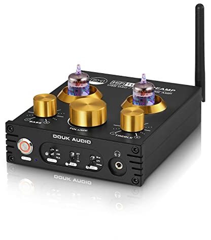 Douk Audio P1 Tube Preamp, Bluetooth 5.0 GE5654 Valve Hi-Fi Preamplifier, Wireless Receiver, Audio Decoder Vacuum Pre Amp, USB DAC, APTX-HD (P1)