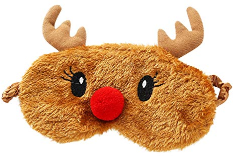 Ulife Mall Lustig 3D Süße Weihnachten Rentier Schlafmaske Plüsch Schlafbrille Augenbinde für Schlafen Reisen Augenmaske Schlafmasken Augenabdeckung für Kinder Mädchen Jungen Damen, Braun