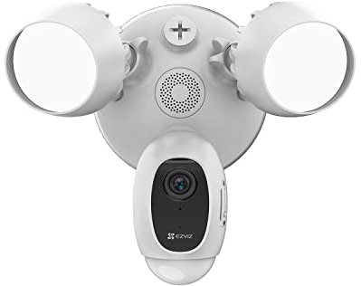 EZVIZ LC1C White Full HD Outdoor Floodlight Security Camera with PIR, H.265, Starlight Sensor, Advanced Motion Detection, Built-in Siren, Two Way Talk, Supports Micro SD Card