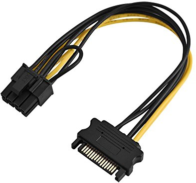 VBESTLIFE Cable de alimentación SATA de 15 pines a 8 pines PCI-E, cable adaptador de fuente de alimentación SATA macho de 15 pines a hembra de 8 pines PCI-E PCI Express(Cable SATA simple de 20 cm)