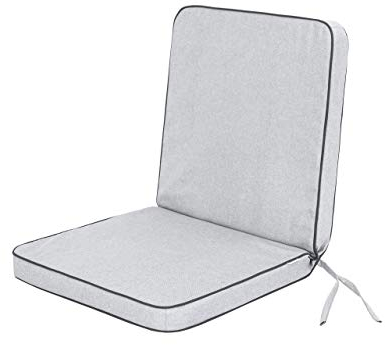HOBBYGARDEN Stuhlauflage, Kurze Rückenlehne, Gartenstuhl Base HL Sitzkissen 99x49x5 cm, Bequeme Kissen, Gartenkissen Polster Liege Sesel Stühl - Aschegrau