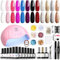 Modelones Gel Nail Kit, 12 Colors Red Pink Glitter Gel Nail Polish Set with 48W Nail Lamp Glossy & Matte Gel Top Base Coat /Essential Manicure Tool Nail Art DIY Salon