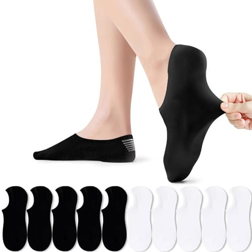 PAUNEW Calzini Corti Fantasmini Uomo Donna 10 Paia Sneaker Invisibili Calze Cotone Traspirante Sportive con Taglio Basso Antiscivolo