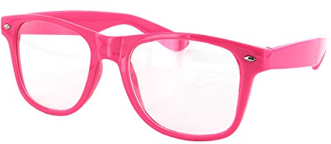 Alsino Nerd Brille ohne Stärke Karneval Fasching Sonnenbrille Schwarz Hornbrille für Kostüm Accessoires Modebrille (klar), (pink)