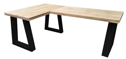 Wood4you - Eckschreibtisch - Vancouver Gerüstholz -180/160 - Schwarz eckschreibtische -bürotische - massiv Schreibtisch- bürotisch - Schreibtisch l Form - Schreibtisch Holz -Schreibtisch groß