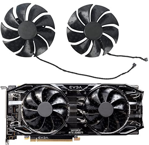 Coolerage 85mm DC 12V 0.55A 4Pin PLA09215S12H RTX2080Ti GPU Fans for EVGA RTX 2060 2070 2080 2080Ti RTX2080Ti Graphics Card Cooling Fans (Fan - AB)