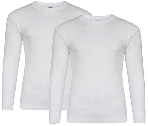 Gaffer 2 Pack Mens Thermal Top Long Sleeve T Shirt Warm Underwear Baselayer Thermals Winter Ski Wear WHT M