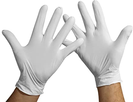 KMINA - Gants Nitrile Taille S Blanc (x1 Pack 100 Unités), Jetables Non Poudrés, Sans Latex, SANS LATEX