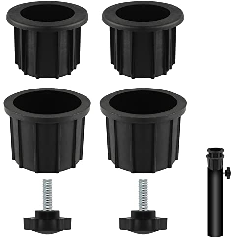 TOYMIS 2 Ensembles Umbrella Stand Parts avec Vis Parapluie, Vis Parasol Pièces Tube pour Pied de Parasol Fil Serrage Bouton Noir s'adapte aux Poteaux 2,17 Pouces pour Table de Terrasse Balcon (Noir)