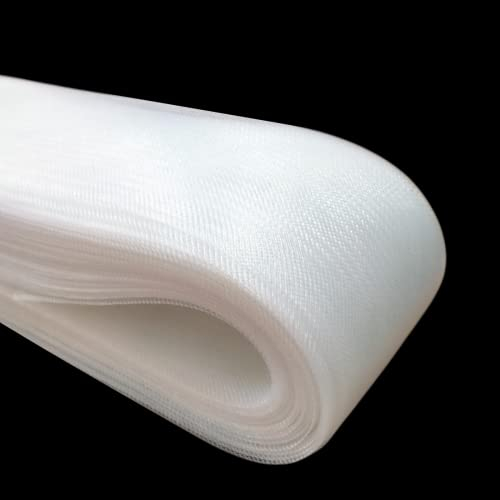 Abbaoww 45,7 m langes weiches Rosshaargeflecht für Polyesterknochen, Nähen, Hochzeitskleid, Tanzkleid, Zubehör (2,5 cm, weiß)
