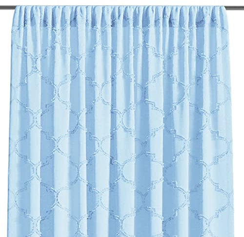 AmeliaHome Gardine 140x250 cm 1 St. Vorhang halbtransparent Kräuselband Hellblau Delva