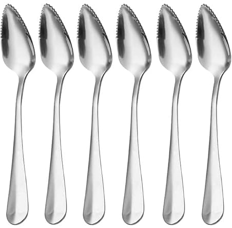 6 cucharas de pomelo, cuchara de postre de toronja de acero inoxidable, herramientas de utensilios de pomelo para frutas cítricas, kiwi, limón, postres ensaladas