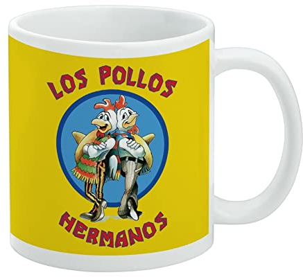 Breaking Bad Los Pollos Hermanos Keramik-Kaffeetasse, originelles Geschenk für Kaffee, Tee und heiße Getränke, 325 ml, Weiß