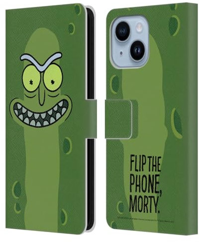 Head Case Designs Officially Licensed Rick And Morty Pickle Rick Season 3 Graphics Leather Wallet Case Compatible With Apple iPhone 14 Plus
