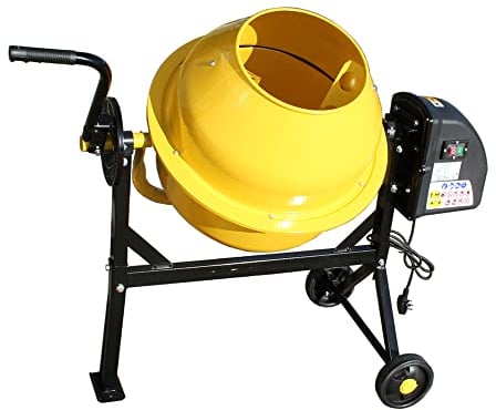 63 Litre Electric Cement Mixer 220W Mortar Concrete Mixing Machine with Wheels (Yellow)
